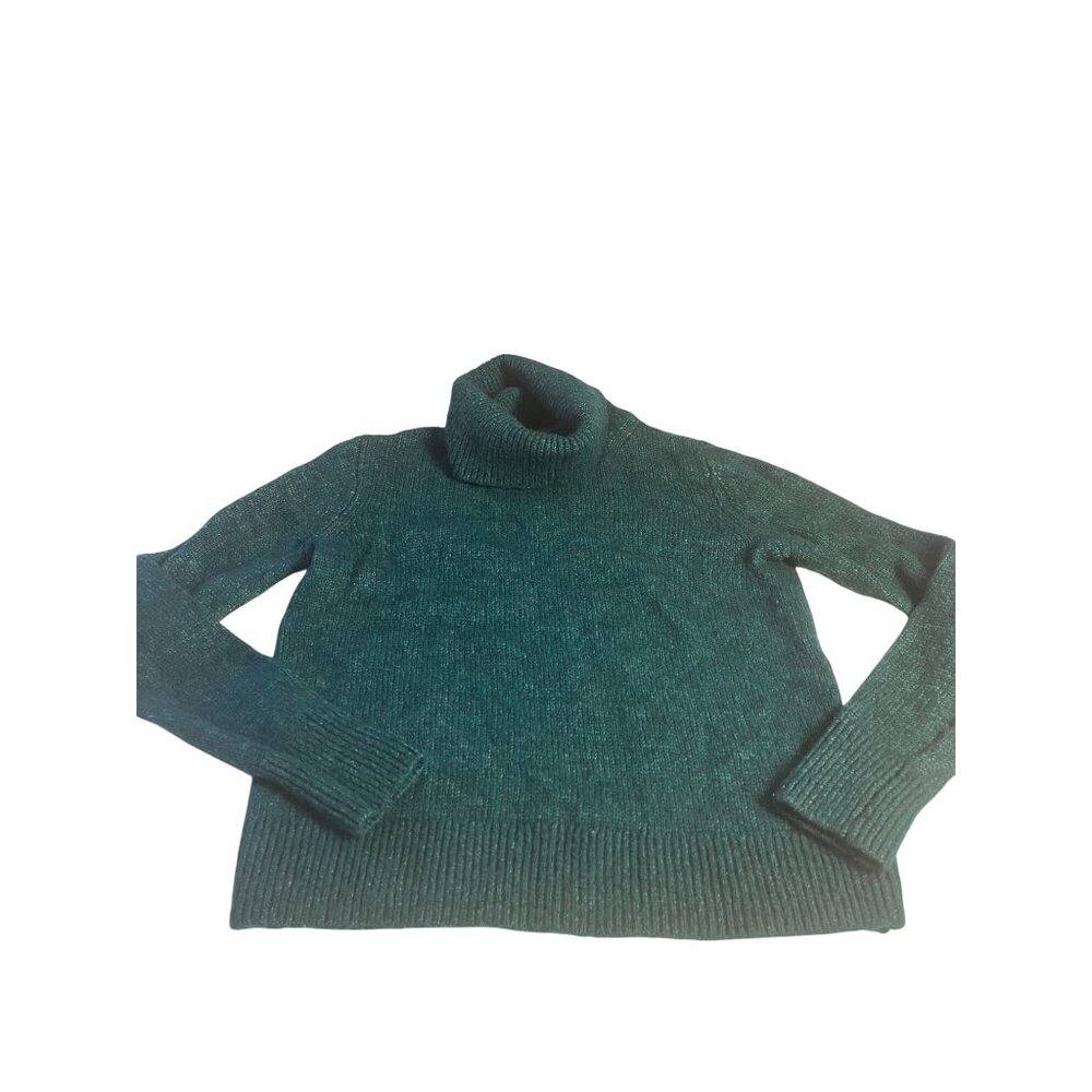 Banana Republic Womens Turtleneck Sweater Glen Green Size S Merino Wool Blend